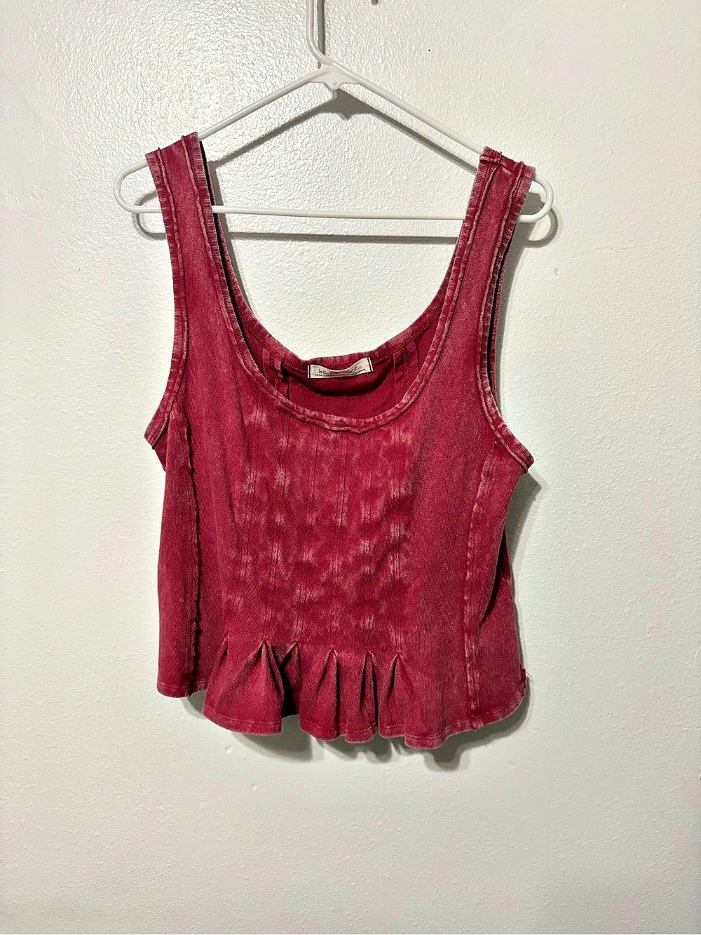 Free People Ruffled Tank Top in Red